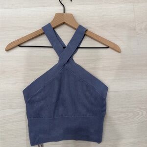 Abercrombie & Fitch Ribbed Blue Crop Top